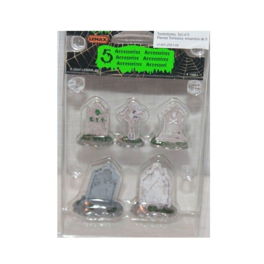2004 Lemax Spooky Town Tombstones Set of 5 #14851